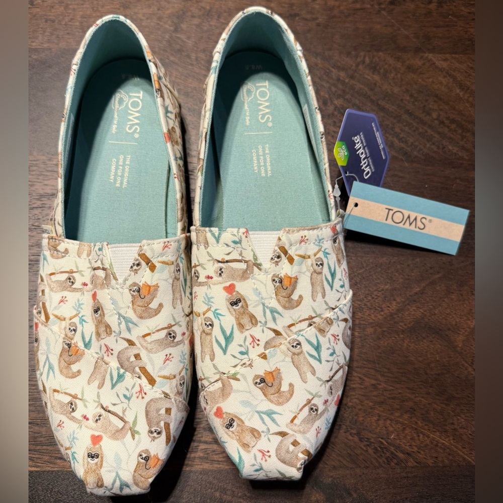 TOMS Women's Sloth Print Canvas Flats - Cream